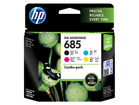 Hình của HP 685 4-pack Black/Cyan/Magenta/Yellow Original Ink Advantage Cartridges (F6V35AA)